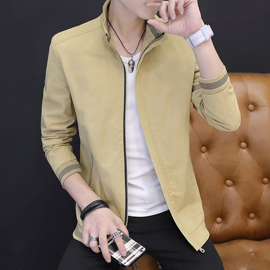 Men's Jacket Casual Slim Youth Jacket Washed Cotton Korean Jacket