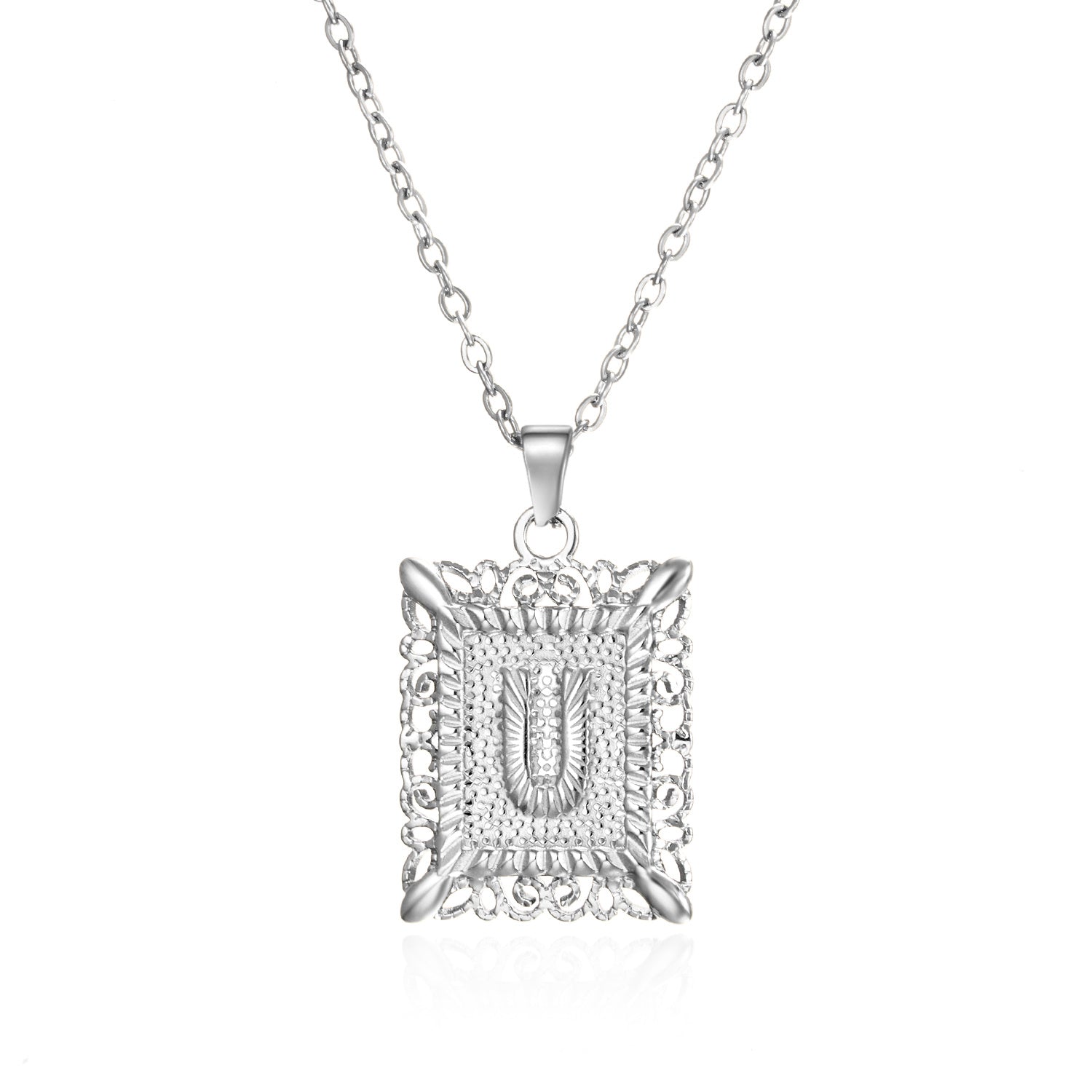 Stainless Steel 26 Letters Titanium Steel Square Pendant - sumet.shop
