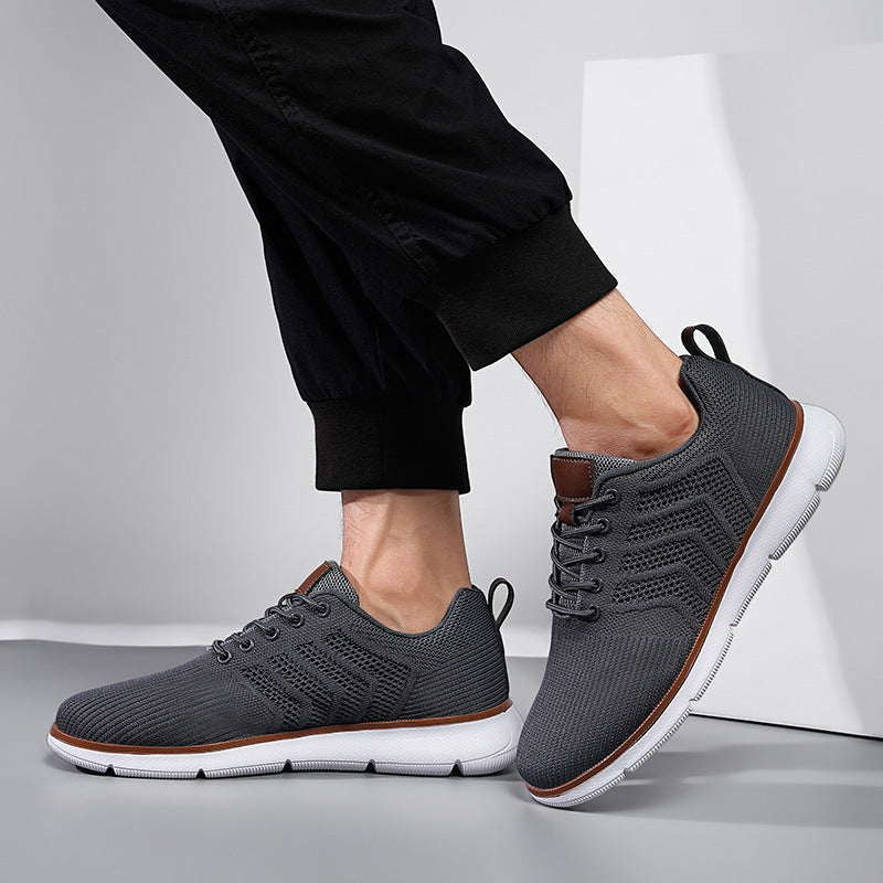 Sports Shoes For Men Fashion Lace-up Mesh Sneakers Casual  Flying Woven Walking Sports Shoes For Men