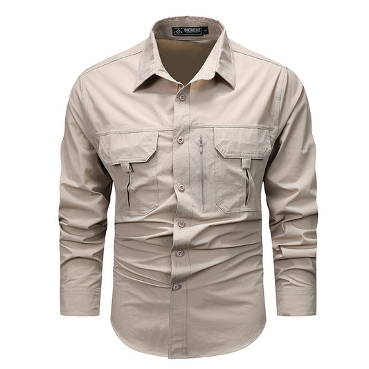 Shirt Men's Long-sleeved  Retro Workwear Shirt Men's Long-sleeved Spring Fashion Brand Casual Overshirt