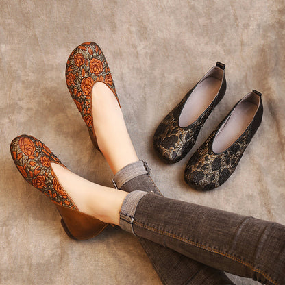 Handmade vintage flower single shoes