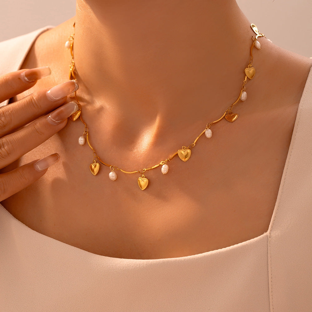 Pearl Tassel Necklace Fashion Multi-element 18K Gold Plating