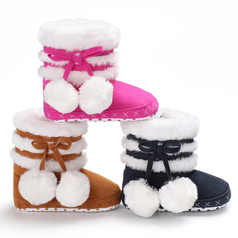 Children Winter Booties Pom Pom Winter Booties