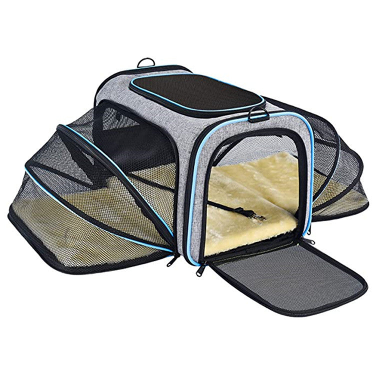 Carrier For Cat Pet Airline Approved Expandable Foldable Soft Dog Carrier Opened Doors Reflective Tapes Cat Travel Bag