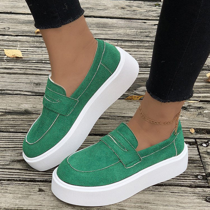 Casual Walking Shoes New Loafers Platform Round Toe Slip-on Shoes For Women Outdoor Casual Walking Shoes