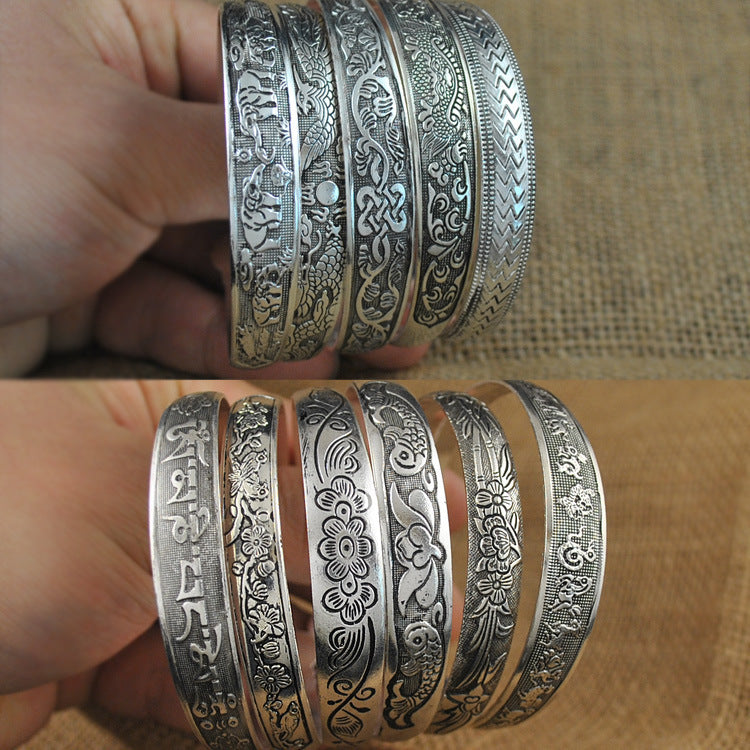 Ethnic Style Tibetan Miao Silver Bracelet - sumet.shop