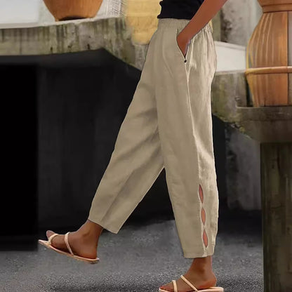 Foot Hollow-out Button Trousers