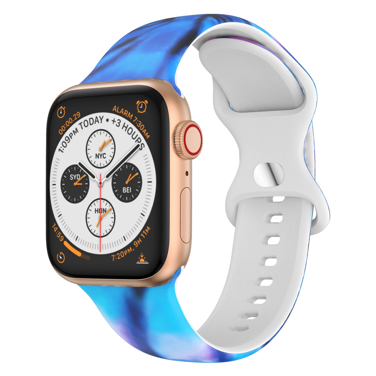 Compatible with Apple, Silicone Strap New Figure 8 Buckle Iwatch6 SE Silicone Printed Strap