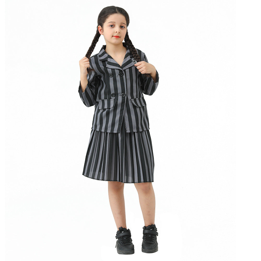 Halloween Dress Wednesday Black Dress Cosplay Costume