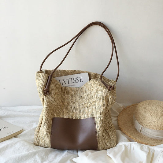 Tote Bag Ins Retro Woven Tote Bag Vacation Style