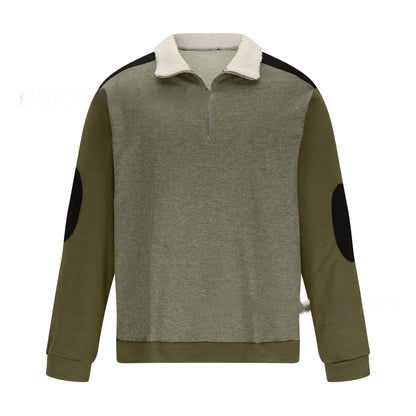 Long Sleeve Half Zipper Stitching Casual Fashion European And American Style Pullover Sweater - sumet.shop