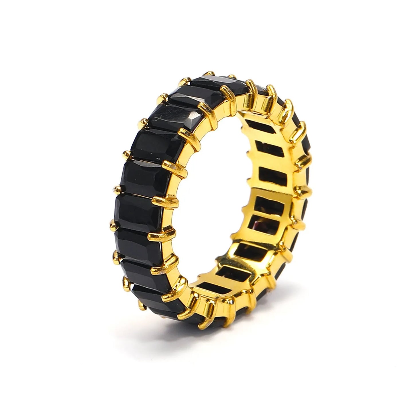 Titanium Steel Ring Niche Colorful Multi-color Zircon Titanium Steel Ring