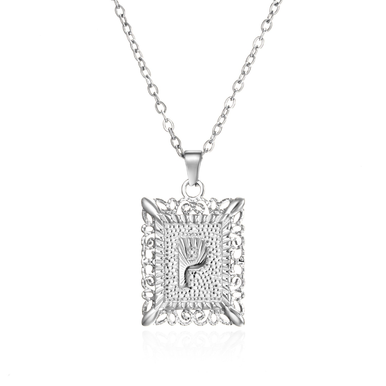 Stainless Steel 26 Letters Titanium Steel Square Pendant - sumet.shop