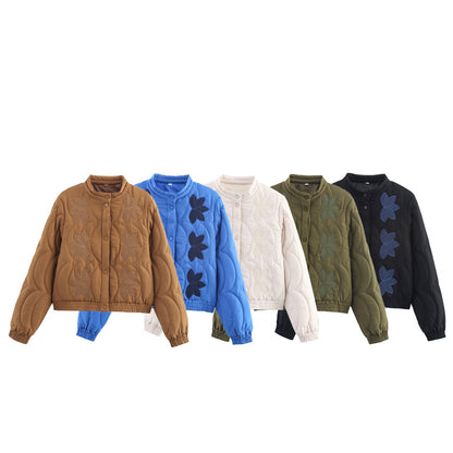 European And American Style French Embroidered Cotton-Padded Coat For Women