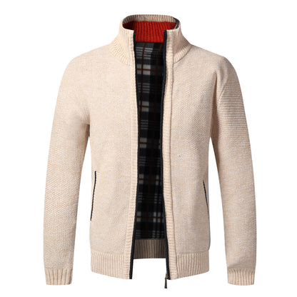 Men's Knitted Coat Cardigan With Plush Coat, Loose And Fat, Large