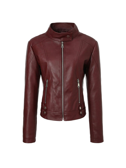Plus-size Womens Slim-fit Stand-up Collar Jacket