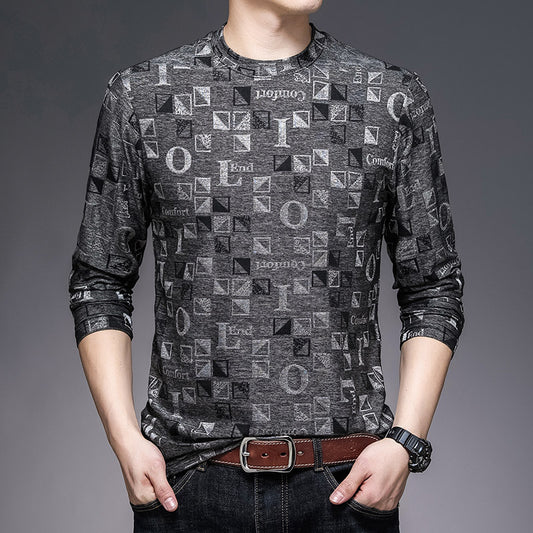 Long Sleeve Bottom Shirt Printed T-shirt Men's Long Sleeve Bottom Shirt