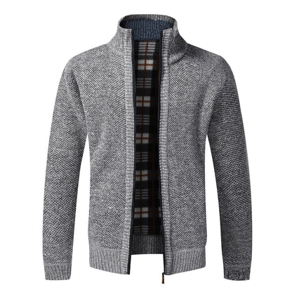 Men's Knitted Coat Cardigan With Plush Coat, Loose And Fat, Large