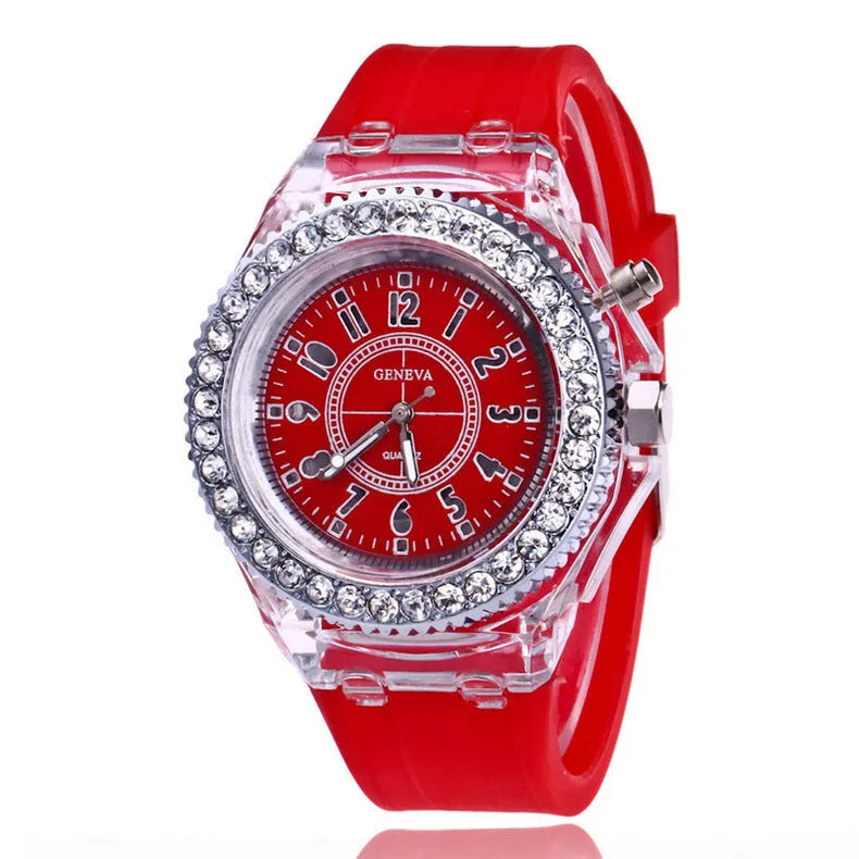 Bracelet Watches LED Luminous Watches Geneva Women Quartz Watch Women Ladies Silicone Bracelet Watches