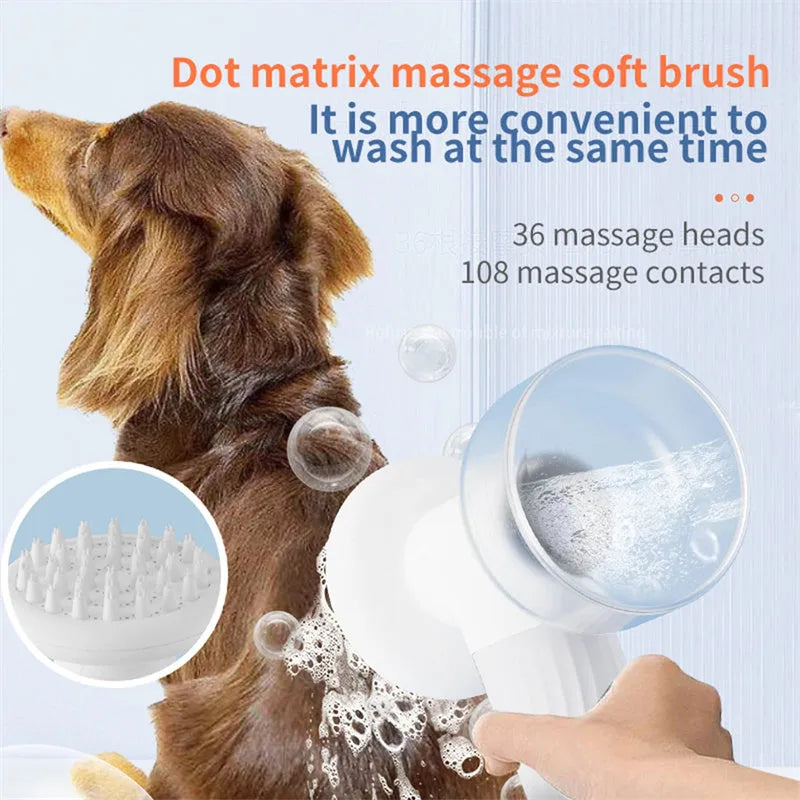 Automatic Foaming Dog Cat Bath Brush Dog Shampoo Brush With Soap Dispenser Electric Pet Grooming Massage Brush Pet Bath Brush Scrubber Comb For Dog Cat Pet Products