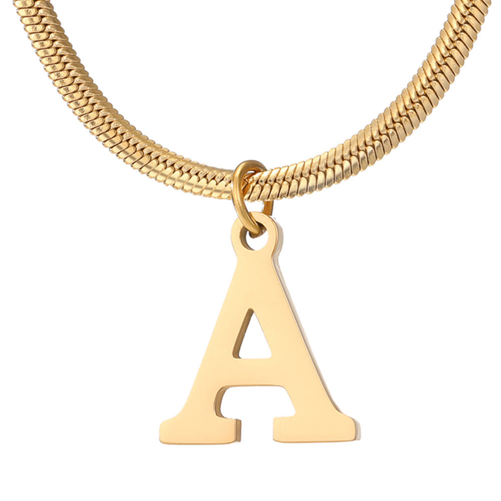 Chains Minimalist A-Z Letter Pendant Necklace For Women Stainless Steel Gold Color Snake Chains Jewelry Birthday Gift