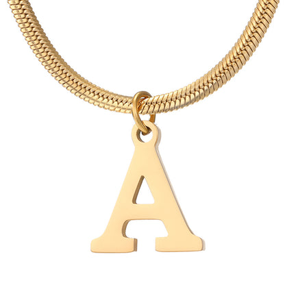 Chains Minimalist A-Z Letter Pendant Necklace For Women Stainless Steel Gold Color Snake Chains Jewelry Birthday Gift