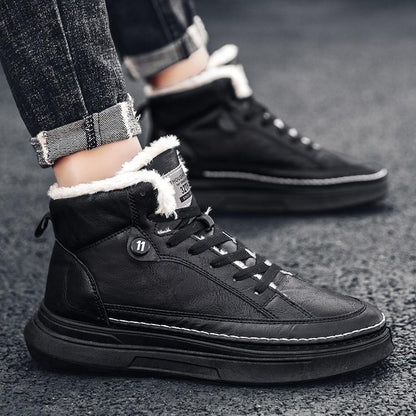 fashion casual Boots shoes New style plus velvet thick warm high-top sneakers men's cotton shoes Korean fashion casual shoes