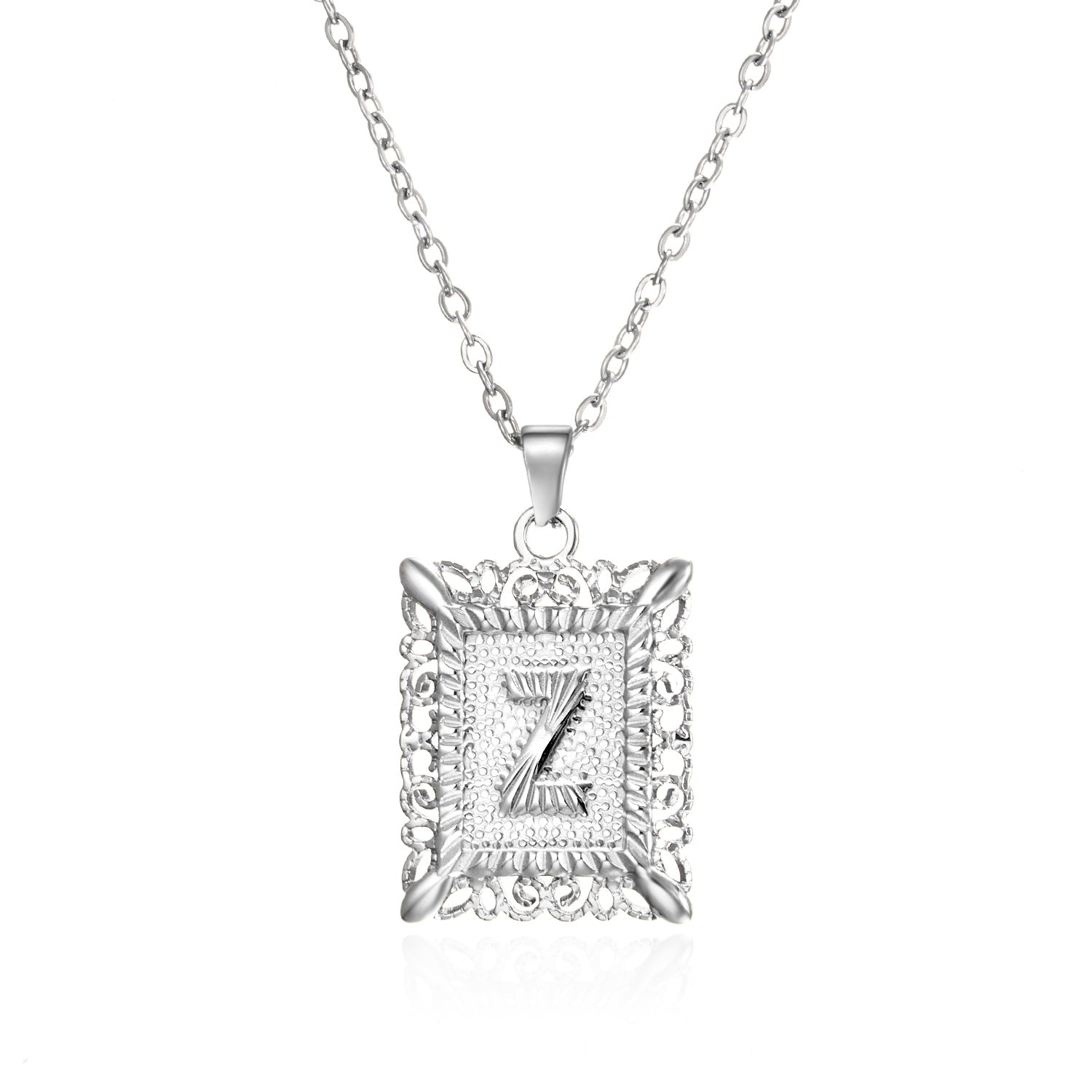 Stainless Steel 26 Letters Titanium Steel Square Pendant - sumet.shop
