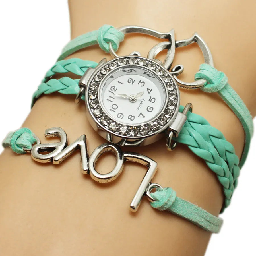 Woven Multi-layer Watch Alloy Love Double Heart-shaped Love Woven Multi-layer Watch
