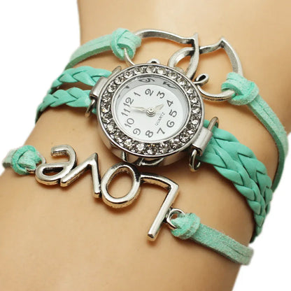 Woven Multi-layer Watch Alloy Love Double Heart-shaped Love Woven Multi-layer Watch