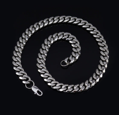 Cuban Necklace  Stainless Steel Six-sided Grinding Chain Cuban Necklace Electroplating