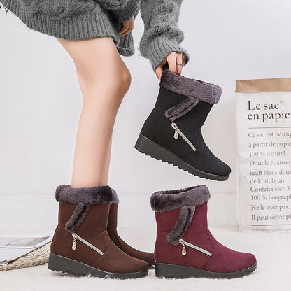 velvet cotton Boots shoes Flat bottom plus velvet cotton shoes