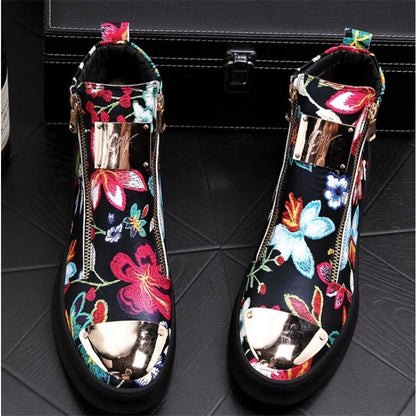 high top shoes with thick Printed high top shoes with thick soles and high rise Martin boots