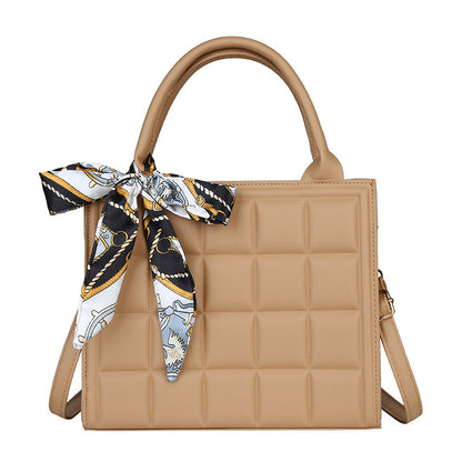 Women's Embossed Silk Scarf Bow Small Square Bag