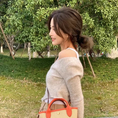 Shoulder Messenger Bag Women's New Style Straw Woven Shoulder Messenger Bag