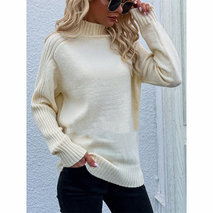Solid Sweater High Collar Pullover Loose Women's Wear