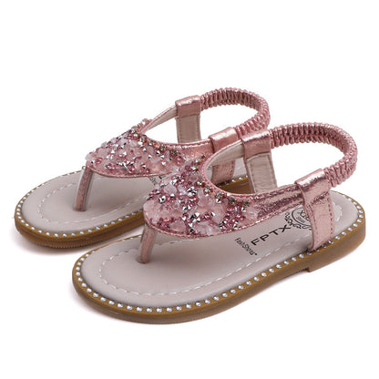 Sandals And Slippers New Girls' Flip Flops With Rhinestone Sandals Women's Sandals And Slippers