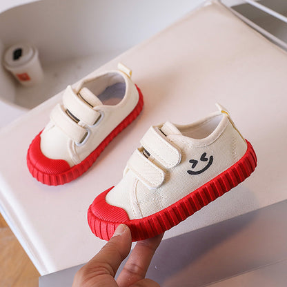 Children's Canvas Shoes Korean Smiley Casual Shoes Boys And Girls Shoes College Kindergarten Indoor Shoes