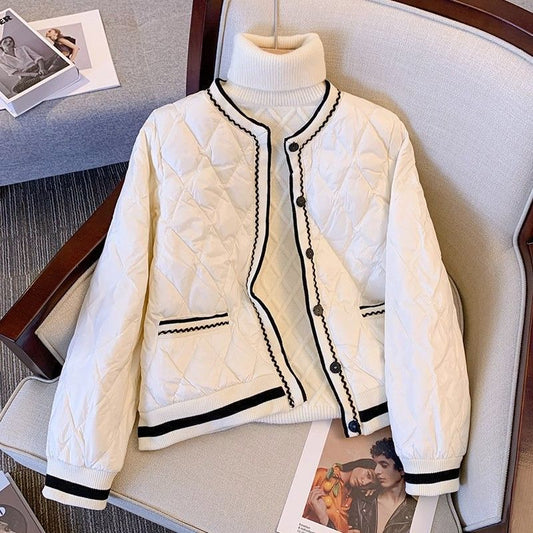 Lightweight White Baseball-style Down Jacket