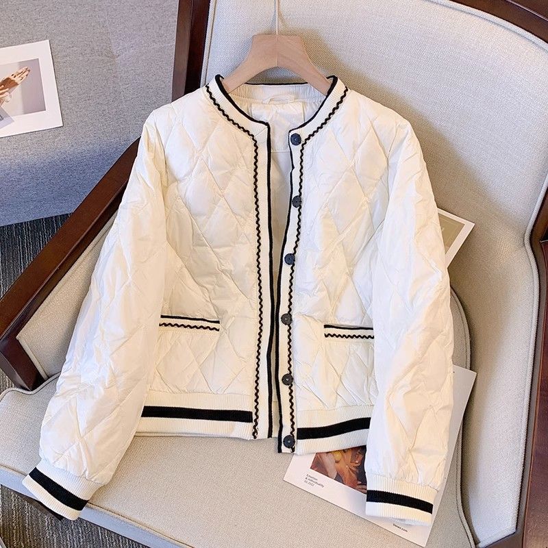 Lightweight White Baseball-style Down Jacket