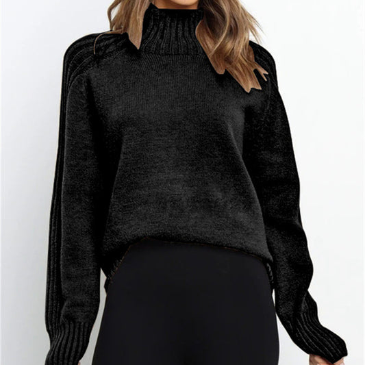 Solid Sweater High Collar Pullover Loose Women's Wear