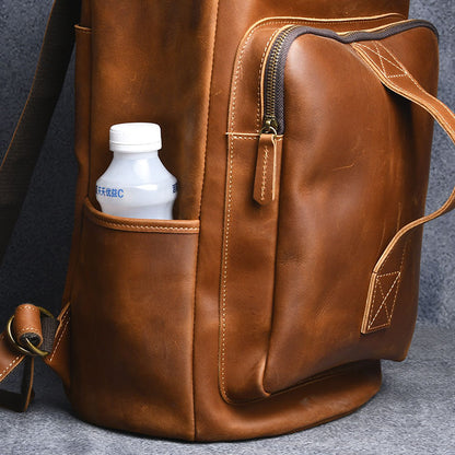 Hiking Backpack Vintage Crazy Horse Leather Hand-carrying Backpack Travel Leather Hiking Backpack