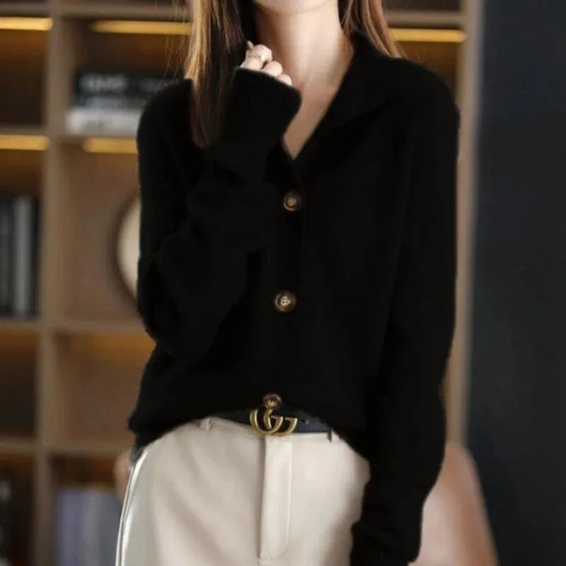 Short Coat Women's Sweater Retro Stand Collar Knitted Cardigan Loose-fitting Short Coat Women's Sweater