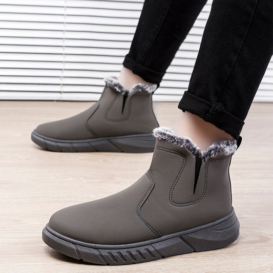 Winter Snow Boots woman V Cutout Shoes With Plush Ankle Boots