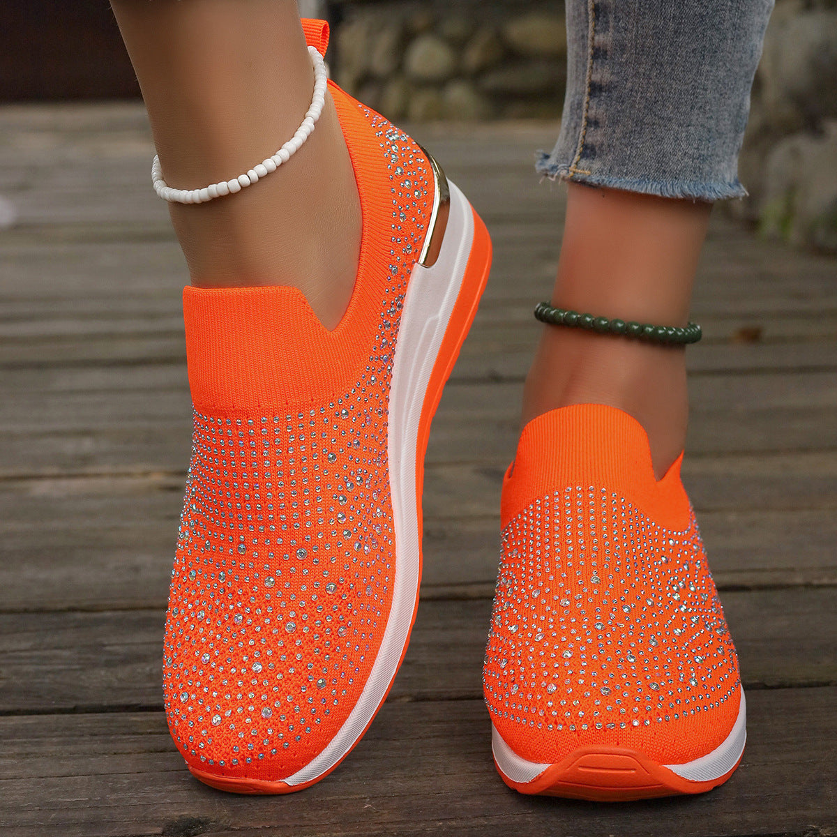 Breathable Shoes Spring Flyknit Slip-on Casual Mesh Breathable Sock-like Shoes