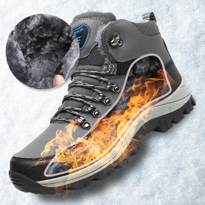 Boots Hiking Lace-up Shoes Winter Snow Boots Men Warm Plush Ankle Boots Hiking Lace-up Shoes