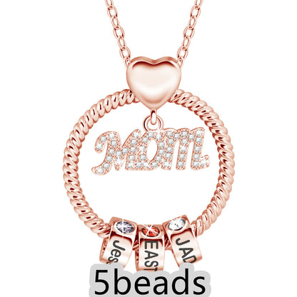 Mother's Day Gift Personalized Circle Pendant with Custom Beads Birthstone Pendant
