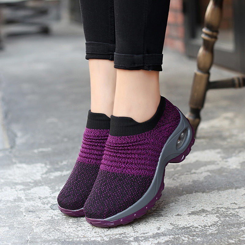 cushion shoes Wedge heel plus size knitted air cushion shoes