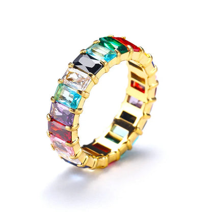 Titanium Steel Ring Niche Colorful Multi-color Zircon Titanium Steel Ring