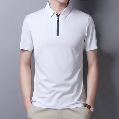 Men's Short Sleeve T-Shirt Solid Color Lapel Casual Fashion